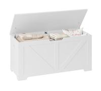 WOLTU Coffre de Rangement, Banc de Rangement 76L, 100x47x40cm, avec 2 Charnières de Sécurité, pour Entrée Salon Chambre, Blanc