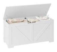 WOLTU Coffre de Rangement, Banc de Rangement 76L, 100x47x40cm, Banquette avec 2 Charnières de Sécurité, Blanc W0ETT0089