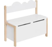 WOLTU Coffre de Rangement pour Enfants, 2 en 1 Banc et Coffre à Jouets avec Dossier, 60x25.5x55cm, Blanc