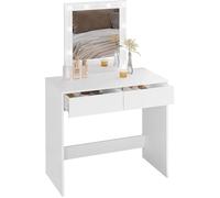 WOLTU Coiffeuse avec 10 Ampoules LED, Luminosité Réglable, Table de Maquillage avec Miroir et 2 Tiroirs, Blanc W0ETT0038