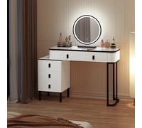 WOLTU coiffeuse avec éclairage LED miroir Mobile filles femmes vanité assemblage Flexible maquillage Table cosmétique pour chambre BLANC