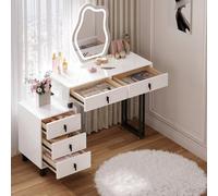 WOLTU Coiffeuse avec Lumière LED Réglable, Miroir Forme Nuage