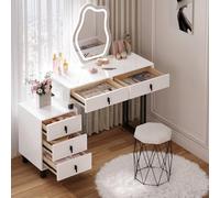 WOLTU Coiffeuse avec Lumière LED Réglable, Miroir Forme Nuage, Tabouret