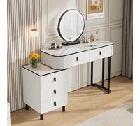 WOLTU Coiffeuse avec Lumière Réglable et Miroir Rond Pivotant