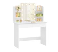 WOLTU Coiffeuse avec Miroir et Lumière LED, 10 Ampoules, 90x40 cm