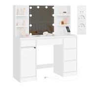 WOLTU Coiffeuse avec Miroir et Lumière LED, Multiprise, 110x40 cm