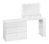 WOLTU Coiffeuse avec Miroir LED, Commode à 6 Tiroirs en Ligne ou en L