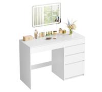 WOLTU Coiffeuse Bureau 2 en 1 avec Lumière LED, 5 Tiroirs, Miroir Mural 60x40 cm