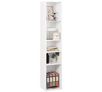 WOLTU Colonne de Rangement 5 Niveaux - Bibliothèque Étagère Autoportante, Meuble de Rangement Vertical avec 5 Casiers Ouverts, Gain de Place pour Salon, Bureau, Chambre, Blanc, 30x26x151cm