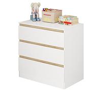 WOLTU Commode à 3 Tiroirs, Armoire Chambre, 80x48x78cm, Blanc