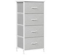 WOLTU Commode 4 Tiroirs, Meuble de Rangement à Tiroirs en Tissu, pour Chambre à Coucher, Couloir, Entrée, Salon, Cadre en Métal, Dessus en Bois d'Ingénierie E1, Gris Clair+ Blanc, SSK011hgws