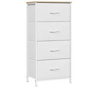 WOLTU Commode 4 Tiroirs, Meuble de Rangement avec Tiroirs en Tissu | en Métal et Bois d'Ingénierie E1, pour Salon, Chambre, Entrée, Blanc