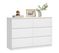 WOLTU Commode 6 Tiroirs, Chiffonnier Moderne Blanc, Grand Meuble de Rangement pour Salon, Chambre & Chambre d'enfant, 100x31x69cm