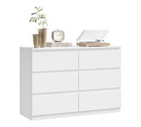 WOLTU Commode 6 Tiroirs, Meuble de Rangement | 100x36x69 cm, pour Salon, Chambre à coucher, Couloir, en Bois d'Ingénierie, Blanc