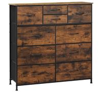 WOLTU Commode à 10 Tiroirs en Tissu, Meuble de Rangement | en Métal et Bois d'Ingénierie E1, pour Salon, Chambre, Entrée, en Marron Rustique et Noir