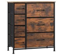 WOLTU Commode à 7 Tiroirs en Tissu, Grande Capacité, Cadre en Métal Stable, pour Salon, Chambre, Couloir, Marron-Noir Rétro, 63,5x30x73cm, SSK008shm