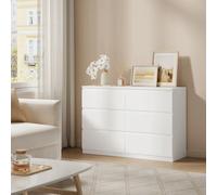 WOLTU Commode de chambre à coucher avec 6 tiroirs, 100x69x36 cm, armoire de rangement, buffet blanc pour salon, couloir White
