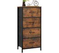 WOLTU Commode, Meuble à 4 Tiroirs en Tissu, Cadre en Métal, Dessus en Bois d'Ingénierie E1, Marron Rustique+Noir W0ITT0116