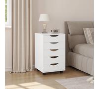 WOLTU - conteneur de bureau à roulettes blanc, avec 5 tiroirs, roues, classeur Mobile, armoire de Base de bureau pour le rangement du bureau BLANC