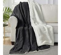 WOLTU Couverture douillette et moelleuse en sherpa - Couverture polaire chaude certifiée Oeko-Tex - Couverture de canapé XXL douce pour canapé et canapé - 220 x 240 cm - Anthracite