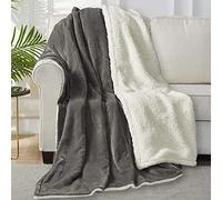 WOLTU Couverture en Peluche Plaid Sherpa 150x200cm, Polaire Douce et Chaude pour Canapé, Gris