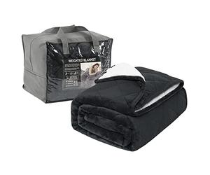 WOLTU Couverture Lestée, Couverture Pondérée 9kg, pour Dormir Plus Profondement, Double Face, en Flanelle et en Polaire Sherpa, 150x200 cm, Anthracite