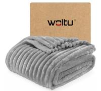 WOLTU Couverture, Plaid Polaire, en Flanelle Côtelée, 230x270 cm, Gris | 350 g/m², Moelleux, Léger, pour Lit, Canapé, Voyage, Utilisation pour Toute Saison