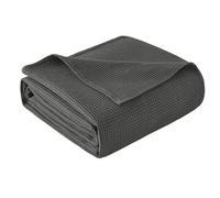 WOLTU Couvre lit 150x200 cm, en 100% Coton, Jeté de Canapé, Dessus de Lit pour Chambre à Coucher ou Salon, Couverture Légère pour Été Couverture Gaufrée, Gris Foncé