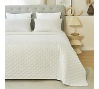 WOLTU Couvre-lit 240x260 cm Beige de 3 Pièces, Couverture Légère avec 2 Taies d'oreiller de 50x70 cm, Couette Matelassée, Jeté de Canapé Douillet pour Salon Chambre à Coucher
