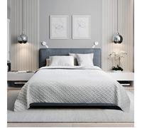 WOLTU Couvre lit à Motif géométrique en Microfibre,Couverture de lit Patchwork réversible Douce et agréable pour la Peau,Gris Clair 170x210cm
