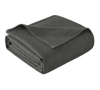 WOLTU Couvre lit en 100% Coton, Jeté de Canapé, Dessus de Lit, Couverture Gaufrée Légère, 150x200cm, Gris Foncé W0UTT0066