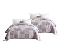 WOLTU Couvre-Lit matelassé Dessus de lit Patchwork Jeté de lit,150x200cm,Patchwork Violet clair