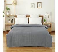 WOLTU Couvre-lit Rémbourré, Dessus de Lit Réversible, Jeté de Lit avec Motif Carré, Couverture Décorative, Couvre-Matelassé pour Toute Année, 220x240cm