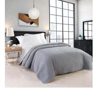 WOLTU Couvre-lit rembourré et matelassé, Couverture de lit Flannel ,Double réversible 150x200 cm,Gris+Gris Clair