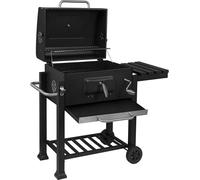 WOLTU CPZ8135sz Barbecue au charbon de bois Plateau à charbon de bois réglable en hauteur BBQ Barbecue sur pied avec roulettes 113 x 45,5 x 100 cm Barbecue pour le jardin, le camping, noir