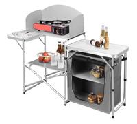 WOLTU Cuisine de Camping en MDF et Aluminium Table de Pique-Nique Pliable avec Armoire de Rangement