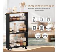 WOLTU Desserte à roulettes, Chariot de Rangement, Étagère roulettes avec Poignée et Freins, Marron Rustique+Noir W0ITT2001