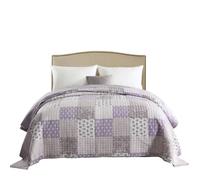 WOLTU Dessus de lit Patchwork Couvre-Lit matelassé Jeté de lit pour lit double, 150x200cm, Patchwork Violet clair
