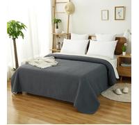 WOLTU Dessus de lit rembourré et matelassé Couvre-Lit en Flannel Double Réversible 240x260cm,Gris Crème Patchwork