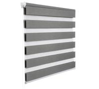 WOLTU Store Enrouleur Jour Nuit sans Perçage, Store Zébré en Double Tissu, Rideau Translucide et Occultant, Protection de la Vie Privée, Montage Facile avec Clips, 150x55 cm (H x L), Gris Aspect Bois