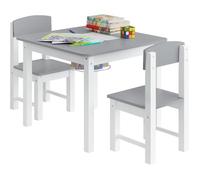 WOLTU Ensemble de Table et Chaises pour Enfant, avec Plaque de Base de Bloc, Plateau Réversible, Blanc et Gris SG024wgr