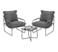 WOLTU Ensemble Salon de Jardin 3 Pièces pour 2 Personnes, Mobilier Extérieur avec 1 Table Basse, 2 Chaises , en Métal, Gris
