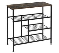 WOLTU Étagère à chaussures à 4 niveaux, étagère à chaussures en métal MDF, armoire à chaussures ouverte, organiseur à chaussures noir, pour couloir, entrée, 70 x 71 x 30 cm