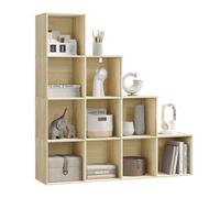 WOLTU Étagère à Livres, Étagère d'Escalier avec 10 Cubes, en Bois d'Ingénierie Chêne Clair pour Salon, Bureau, Chambre à Coucher, 120x30x120cm, SK062hei