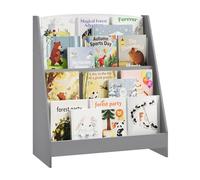 WOLTU Étagère à Livres pour Enfants, Bibliothèque Montessori à 4 Niveaux avec des Compartiments Ouverts, en MDF P2, pour Chambre d'enfant, Crèche, 61x30x70 cm, Blanc + Gris