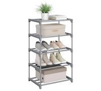 WOLTU Étagère Chaussures à 5 Niveaux, Rangement Chaussures, Étroit, pour Entrée, Salon, Couloir, Tube en Métal, 42 x 30 x 71 cm, Gris