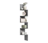 WOLTU Étagère d'angle, Étagère Murale, Étagère Zigzag, Bibliothèque d’Angle à 5 Niveaux, Étagère Grise, pour Salon, Cuisine, Chambre, en MDF, RG9313hgr2