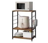 WOLTU Étagère de Cuisine Étagère de Micro-Ondes en métal et Bois,Environ 60 x 40 x 82 cm, Nior + Marron Rustique