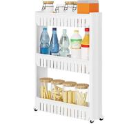 WOLTU Etagère de niche, Chariot de stockage-cuisine, Desserte de cuisine, Etagère de rangement à roulettes,3 étages,Blanc