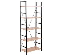 WOLTU Étagère de Rangement 5 Niveaux, Étagère en Échelle, en Panneaux en Bois Composé en Chêne Clair et en Métal Noir, RGB9308hei